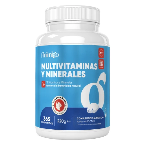 Multivitaminas y Minerales para Gatos - 365 comprimidos - Complejo Vitamínico con 18 vitaminas y minerales para gatos de todas las razas y tamaños